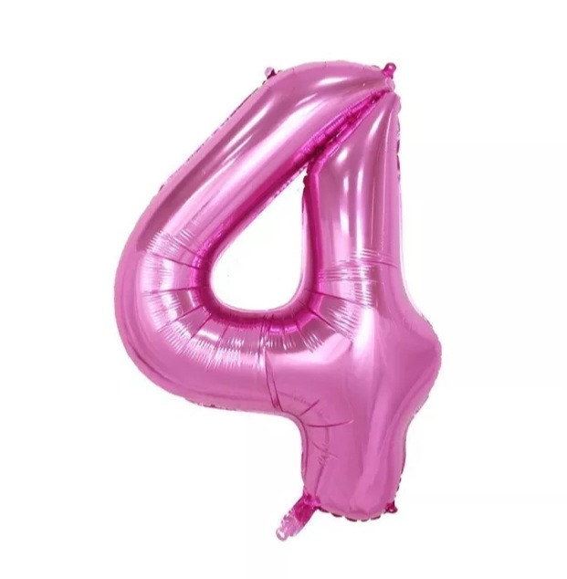 Кулька цифра 4 фольгована 32 дюйма рожевий, фото 1