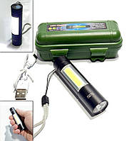 Ручной фонарик маленький карманный с боковой панелью BL-1501 / BL-510 XPE +COB от USB, встроенный аккумулятор