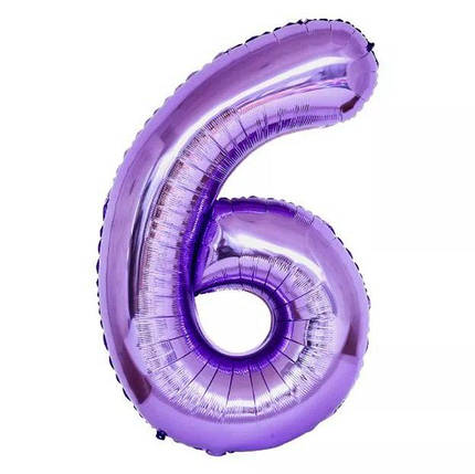 Фольгована цифра 6 розмір 100см | Фіолетовий, фото 1
