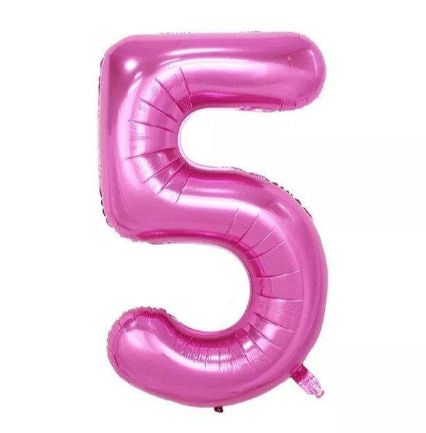 Кулька цифра 5 фольгована 32 дюйма рожевий, фото 1