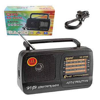 Портативне FM радіо на батарейках Kipo KB-409 / Переносний радіо приймач / Радіоприймач на батарейках