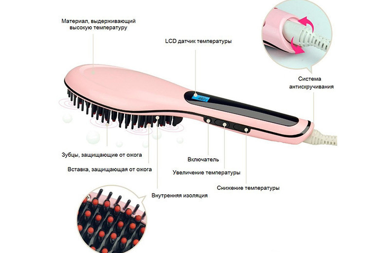 Электрическая расческа-выпрямитель (выравнивание волос) FAST HAIR STRAIGHTENER - фото 4 - id-p290695741