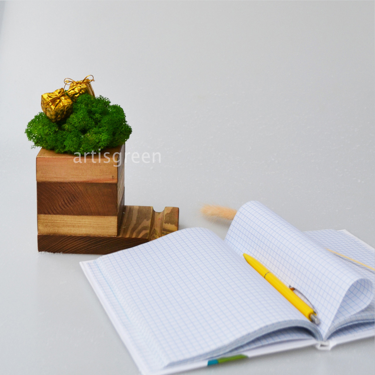 Підставка під телефон зі скандинавським мохом, корпоративний сувенір, фото 1