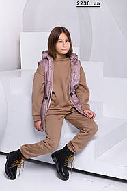 Теплий підлітковий костюм з трендової жилеткою 2238 ЕВ