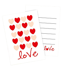 021 МІНІ-ЛИСТІВКА Love - рожеві і червоні серця (10*7 см)