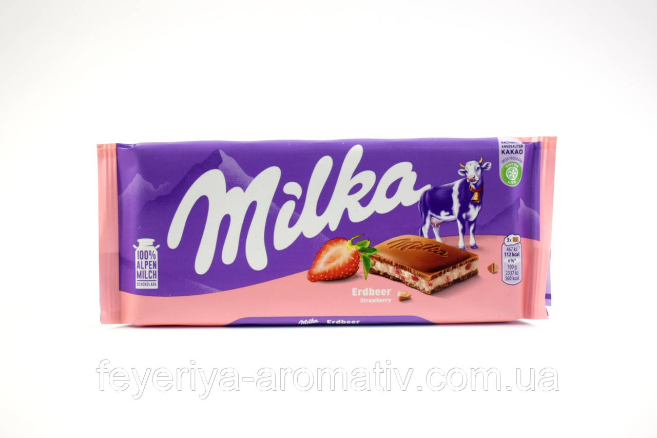 Шоколад Milka Erdbeer 100г (Швейцарія)