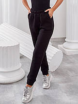 Жіночі спортивні штани з високою посадкою з трикотажу тринітки на флісі норма та батал, фото 2