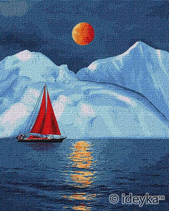 KMKHO2751 Картина за номерами — Червоний вітрильник 40*50 см Ідейка, фото 2