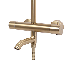 Душовий гарнітур REA LUNGO BRUSHED GOLD матове золото з термостатом та виливом, фото 5