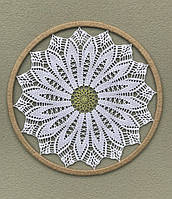 Панно круглое Хризантема 50 см, хлопковое ажурное, вязаное крючком, ручная работа, декор для дома, цвет Белый
