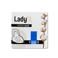 Гігієнічні прокладки LadyFit cotton pad (Туреччина), Night 7 капель, 6 шт