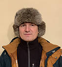 Шапка-вушанка з сірого кролячого хутра