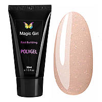 Полигель для наращивания Magic Girl PolyGel Тюбик №4 персиковый с шиммером 30мл