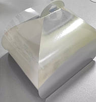 Упаковка для кондитерських виробів з панорамним вікном срібло 190*190*200
