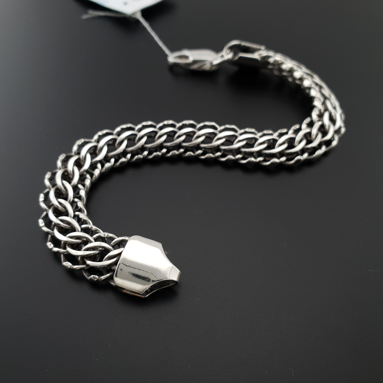 Масивний срібний браслет чоловічий широкий Пітон (Венеція). Ширина 11 мм. Вага 30 грамів. Довжина 24 см, фото 1