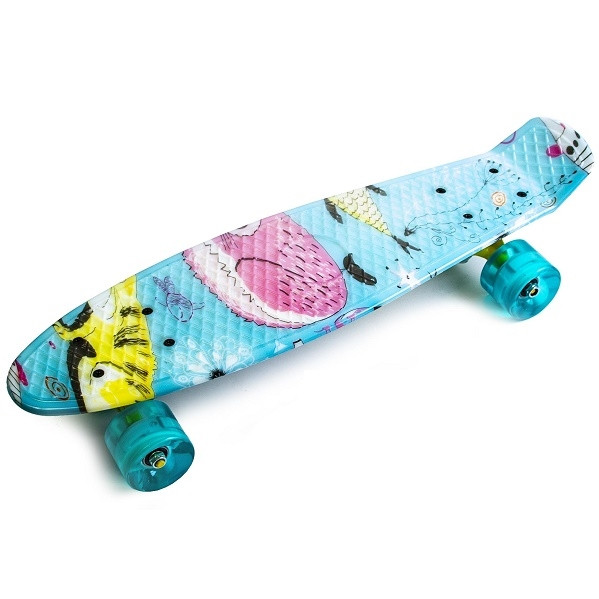 Пені Борд Penny Board 22,5" Cool Cat Класний кіт (Світяться колеса)