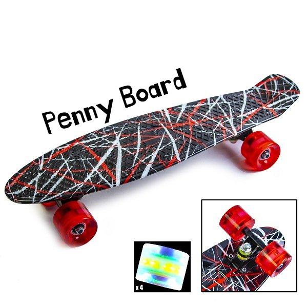 Пені Борд Penny Board 22" Red design Червоний дизайн (Світяться колеса), фото 1