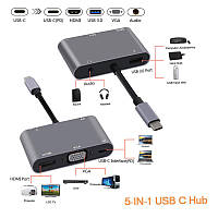 HUB адаптер JBH Type-C BYL-2002 Type-C to USB3.0/HDMI/Type-C PD, AUX 3.5
