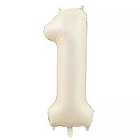 Кулька цифра 1 фольгована 32 дюйма кремовий