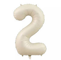 Кулька цифра 2 фольгована 32 дюйма кремовий