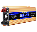 Перетворювач струму. Автомобільний інвертор 12 V — 220 V 2200 W LCD дисплей USB GOLD золотий, фото 2