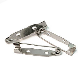 Основа для брошки шпилька 2 отвори 20х4 мм Платина 30 шт.