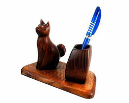 Бізнес- сувенір підставка для ручок зі статуеткою Кішка, фото 3