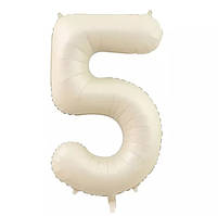 Кулька цифра 5 фольгована 32 дюйма кремовий