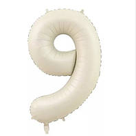 Кулька цифра 9 фольгована 32 дюйма кремовий