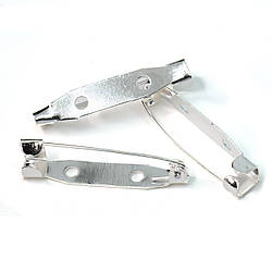 Основа для брошки шпилька 2 отвори 20х4 мм Срібло 30 шт.