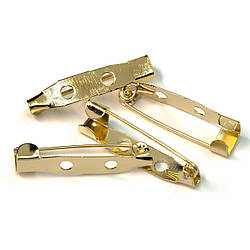 Основа для броші булавки 2 отвори 20х4 мм Золото 30 шт.