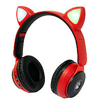 Навушники безпровідні накладні "Wireless earphone ST77M" Червоні, дитячі безпровідні навушники з вушками