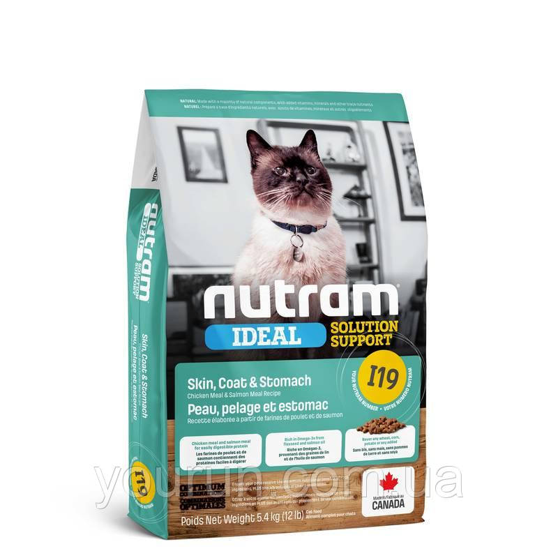 Nutram I19 Ideal Solution Support Sensitive Skin, Coat &Stomach Cat — Сухий корм із куркою та рисом 5.4 кг