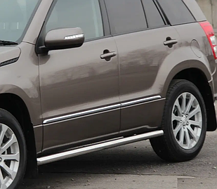 Пороги труби d60 без накладок кінцевик круглий\скош 2 шт нерж Suzuki Grand Vitara XL-7 2003-2006