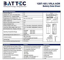 Акумуляторна батарея 12В/18Аг BATTEC, фото 2