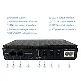 Mini UPS 18W, Powerbank на 10400Mah, Виходи USB, DC 5V, 9V, 12V, POE. ДБЖ для Роутерів — Чорний, фото 5