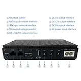 Mini UPS 36W, Powerbank на 10400Mah, Виходи USB, DC 5V, 9V, 12V, POE. ДБЖ для Роутерів — Чорний, фото 6