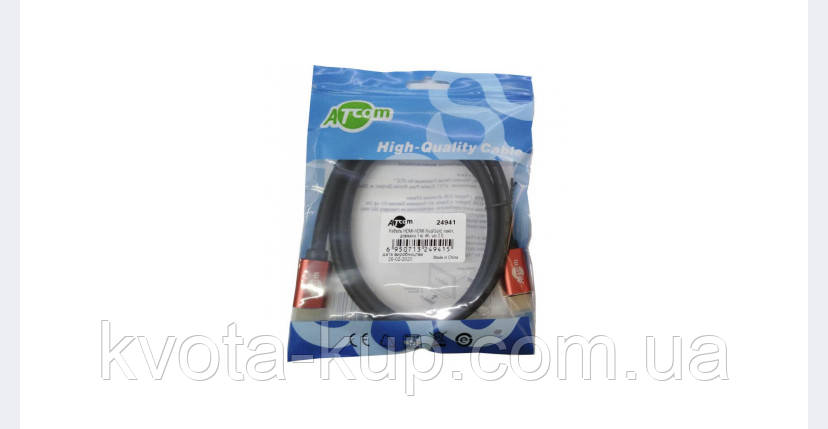 Кабель HDMI -> HDMI v2.0 ATcom 4K Red для високої чіткості зображення, фото 1