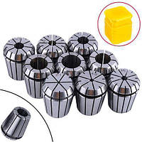 Набір з 9 зажимних цанг ER32, 2-20мм, для ЧПУ станка, точність 0.015 мм, матеріал вуглецева сталь