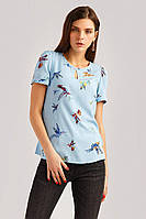 Летняя блузка с принтом Finn Flare B19-12029-105 голубая XS