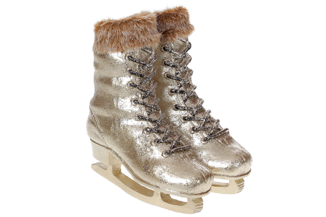 Декоративне кашпо Ковзани, 18см, колір - золото, фото 1