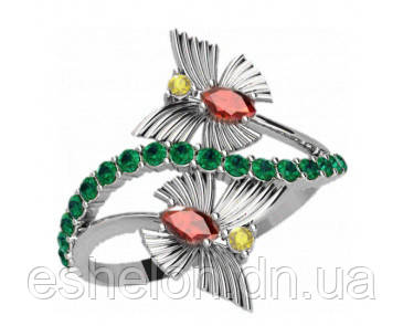 Кільце жіноче срібне Метелики, фото 1