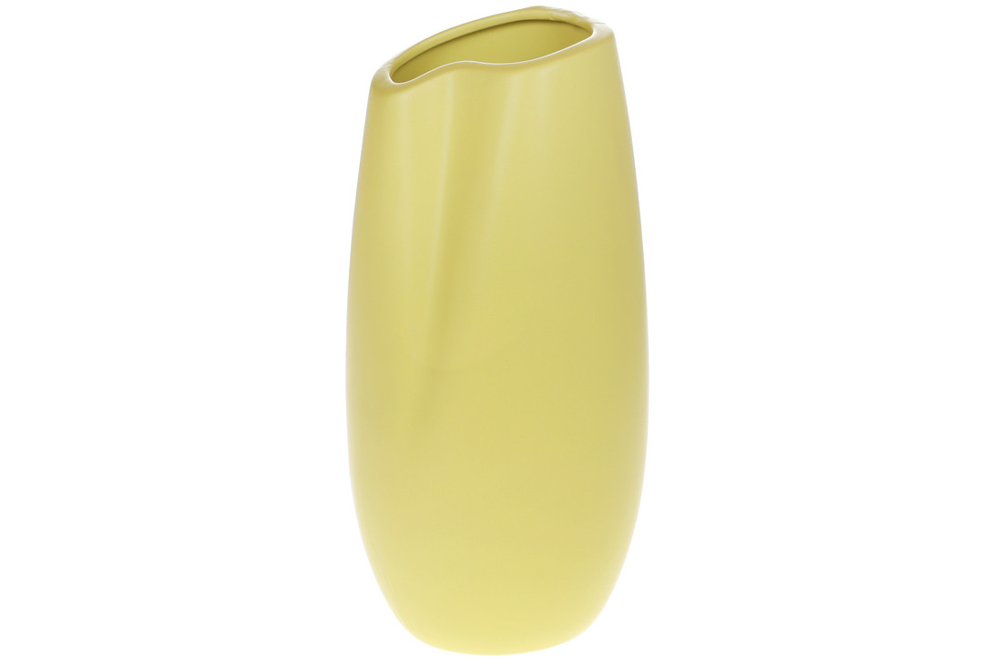 Ваза порцелянова, 11.8*11.8*23.5см, колір — жовтий, матовий (727-499)