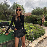 Базове жіноче боді з довгим рукавом, боді з вирізом на кнопках. Комбідрес обтислий, розмір L (чорний), фото 3