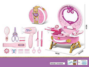 Іграшковий набір перукаря 0807-36, дзеркало з підсвіткою, плойка, бігуді, фен
