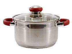 Каструля з нерж. сталі 1,9л зі скл. кр. RED ZB-1.9 CR ТМ ZAUBERG Solmir