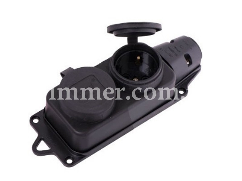 Розетка зовніш. уст-ки подвійна з заглушками 2Р+РЕ 1х16А 220-240V (каучук) LEZARD, фото 1