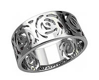 Кольцо женское серебряное Розы