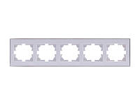 Рамка для розеток / выключателей 5-ая горизонтальная LEZARD Rain белый с хромом