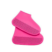 Силиконовые чехлы бахил для обуви от дождя и грязи S (размер 32-36) цвет розовый
